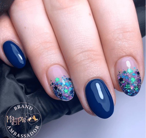 blue glitter winter nail colors