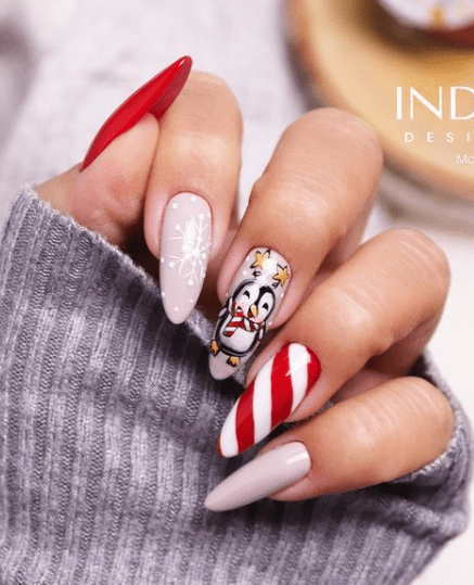 candy cane holiday nail designs