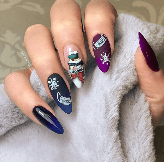 christmas snowman nail art