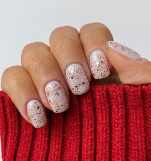 gold glitter holiday nails