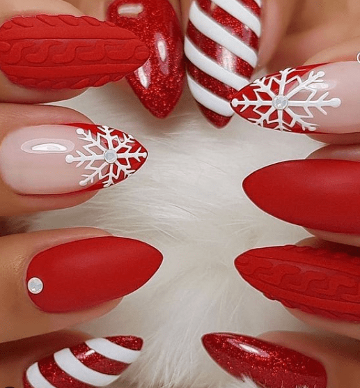 red holiday nail designs winter