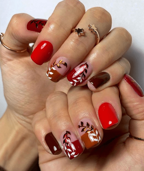 winter leaf nail art