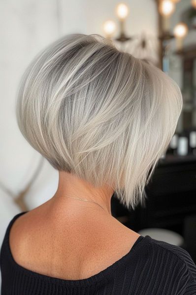 Silver Stacked Blonde Bob Hair