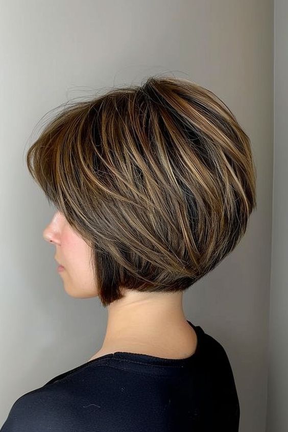 Stack Bob With Dark brown And Blonde highlights