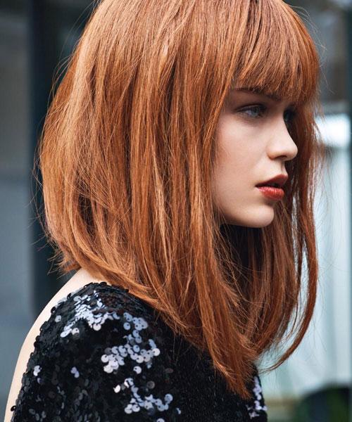 Long Inverted Bob with Bangs