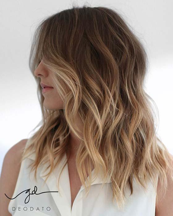 Medium Layered Hair with Blonde Ombre