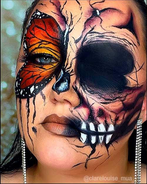 Stunning Butterfly skull and skeleton makeup just try this Halloween makeup ideas 2021