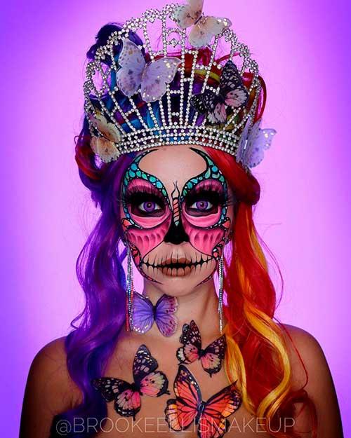 The Butterfly skull and skeleton makeup, one of the coolest Halloween makeup ideas 2021