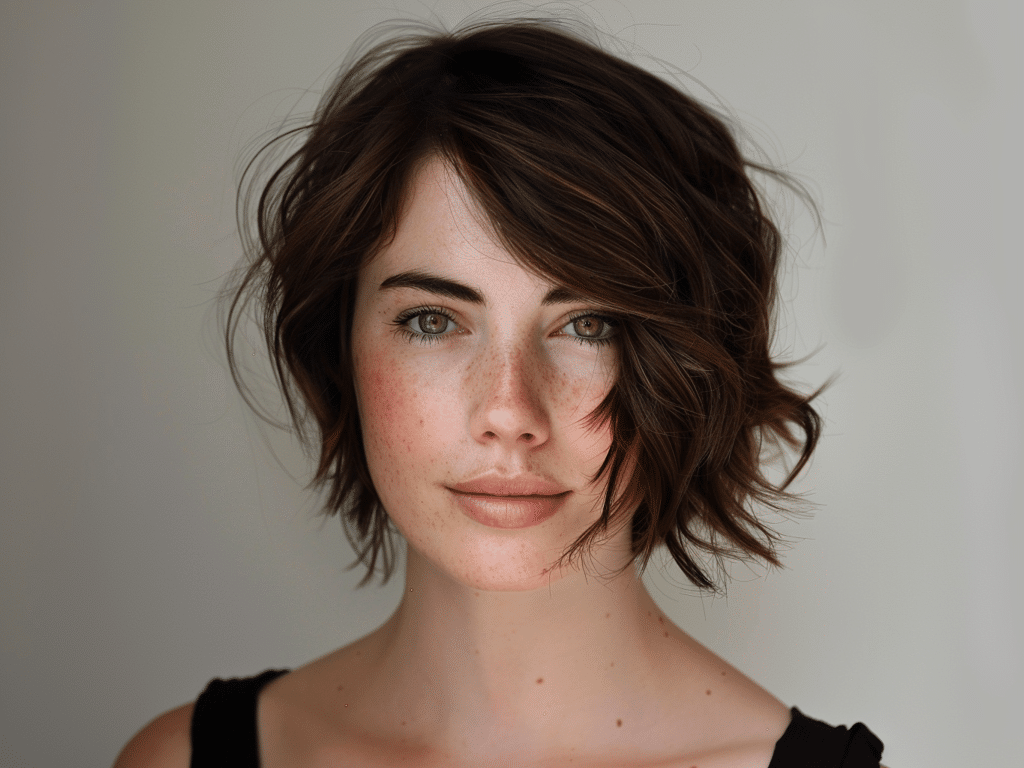 Short Wavy Bob with Wispy Side Bangs