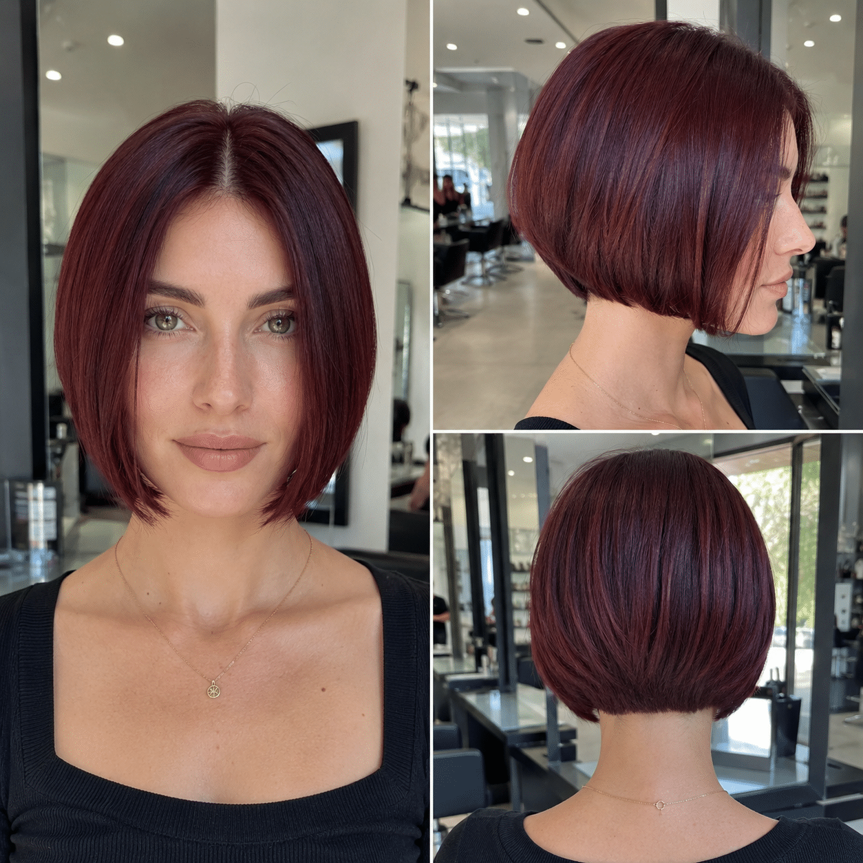 Burgundy Velvet Sleek Hair