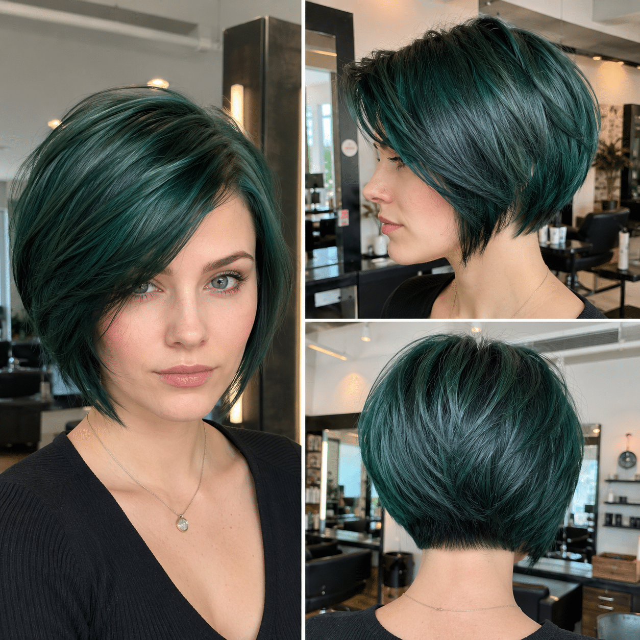 Midnight Emerald Silk Hair