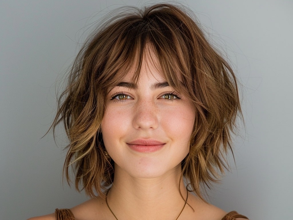 Shaggy Bob with Curtain Bangs