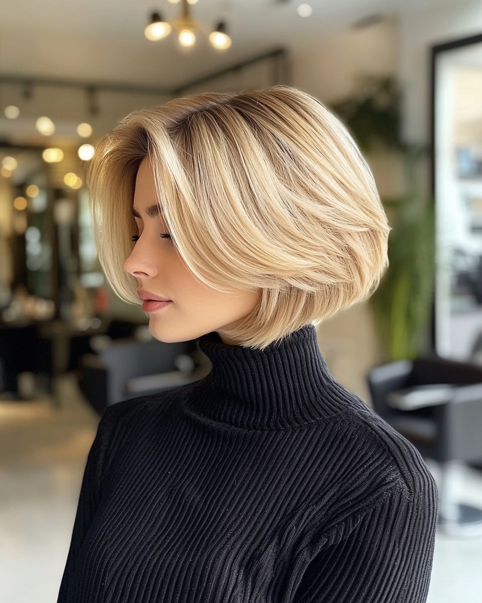 Chic Layered Blonde Bob