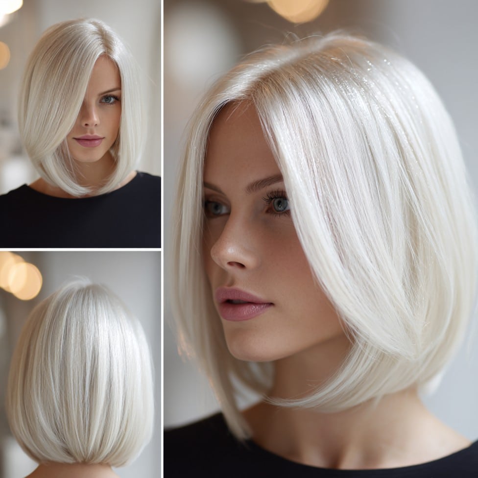 Frosted Platinum Bob Hair