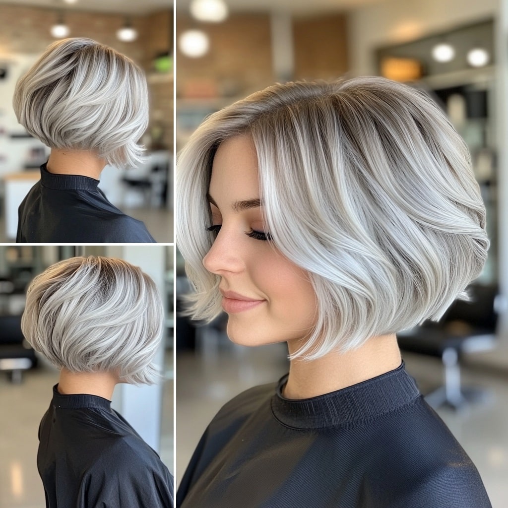 Icy Blonde Chin-Length Bob with Soft Layers