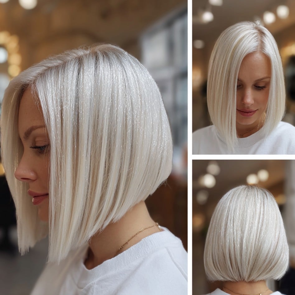 Icy Platinum Bob Hair