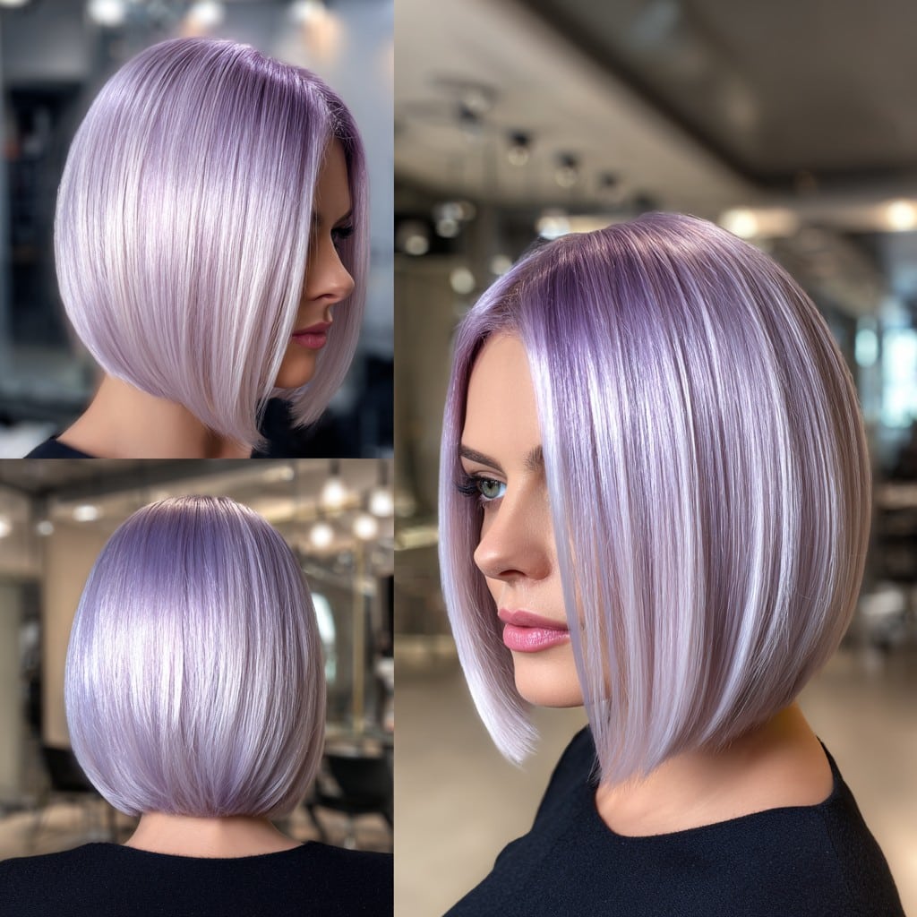 Lavender Inverted Bob Hair