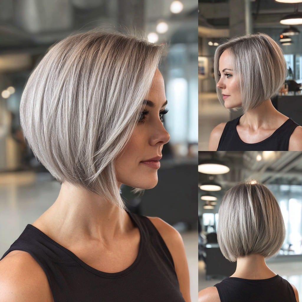 Silver Ash Bob Hair