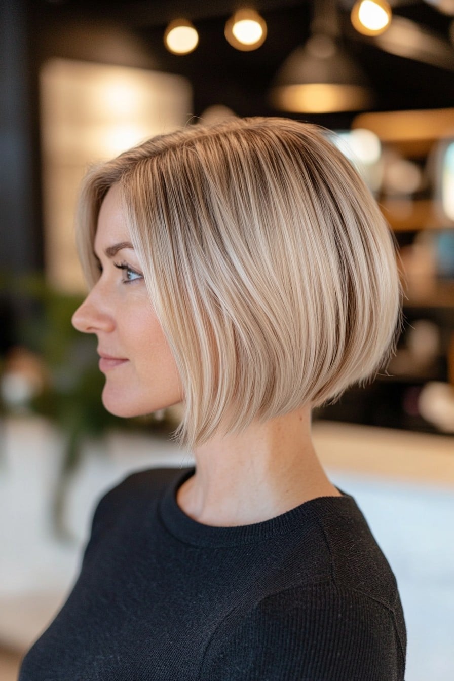 Sleek Beige Blonde Bob for an Effortless Chic Look