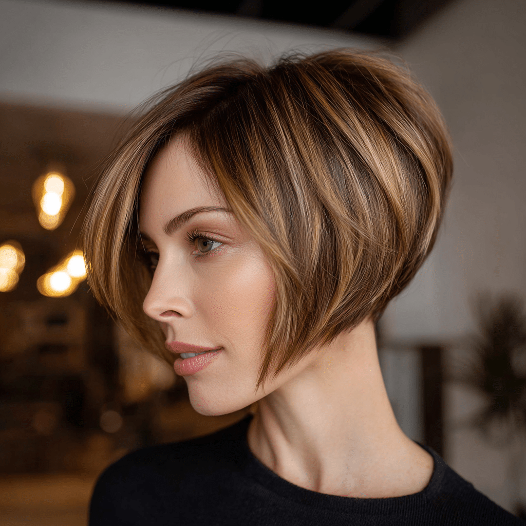 Warm Caramel Bronde Bob Hair