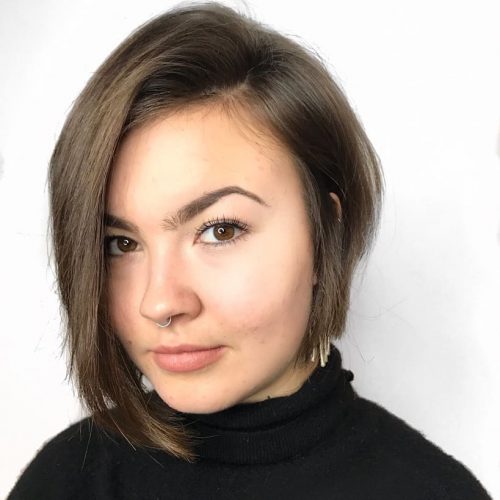 A short asymmetrical bob haircut