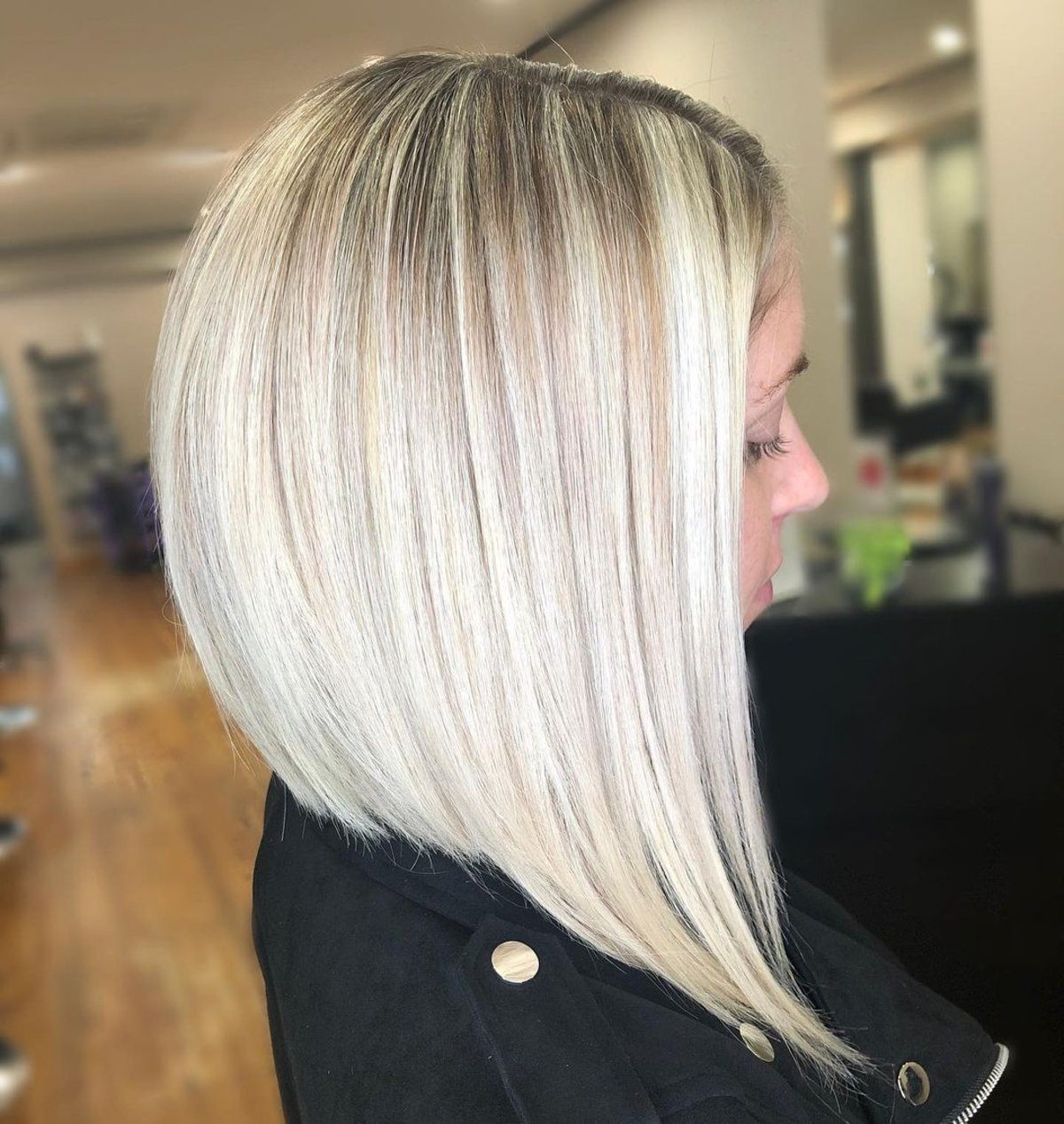 Blonde Balayage Bob with Dark Roots