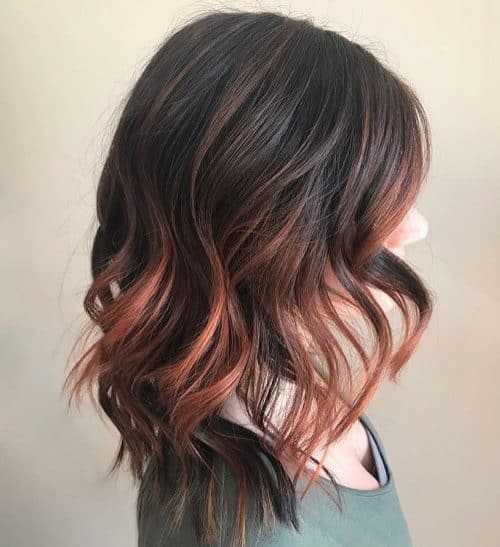 Copper Highlights on Black Hair