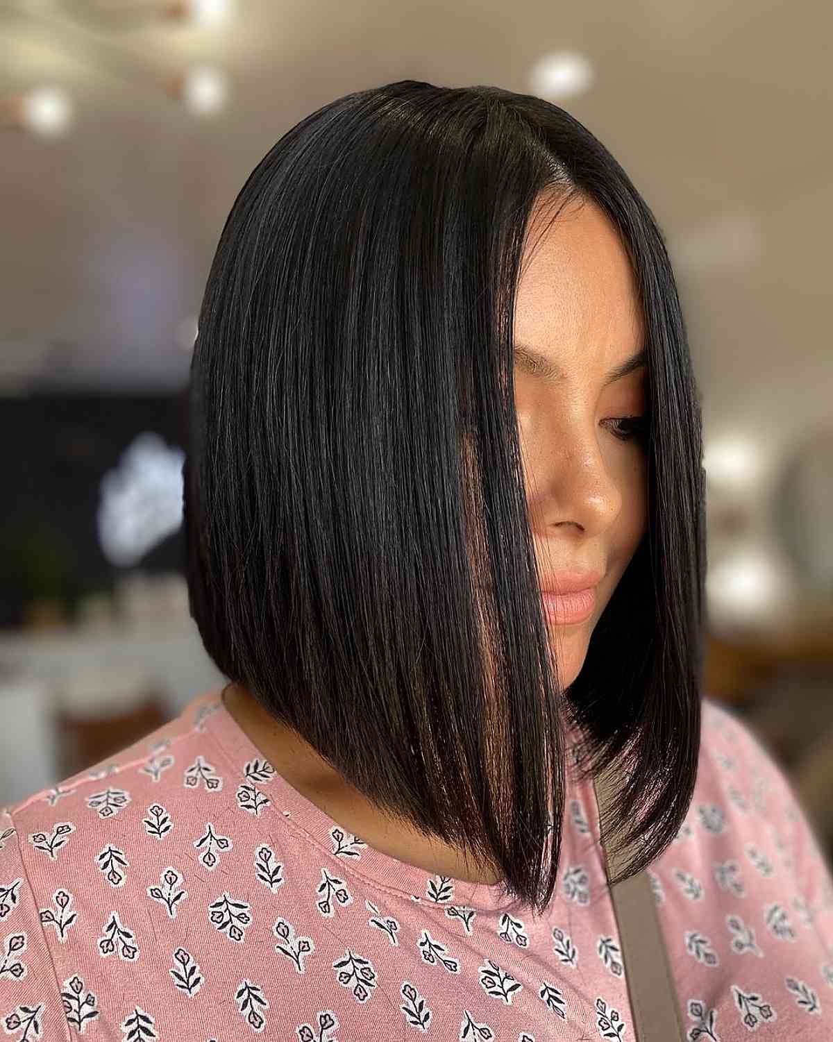 dark brown bob with a slight inversion