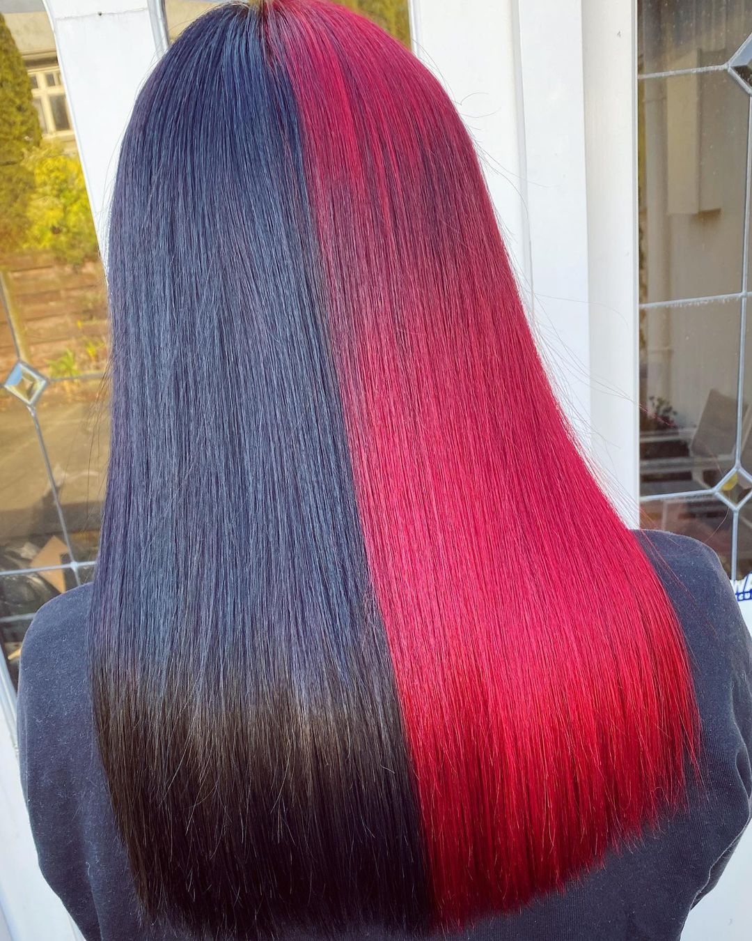 half red half black hair on straight hair