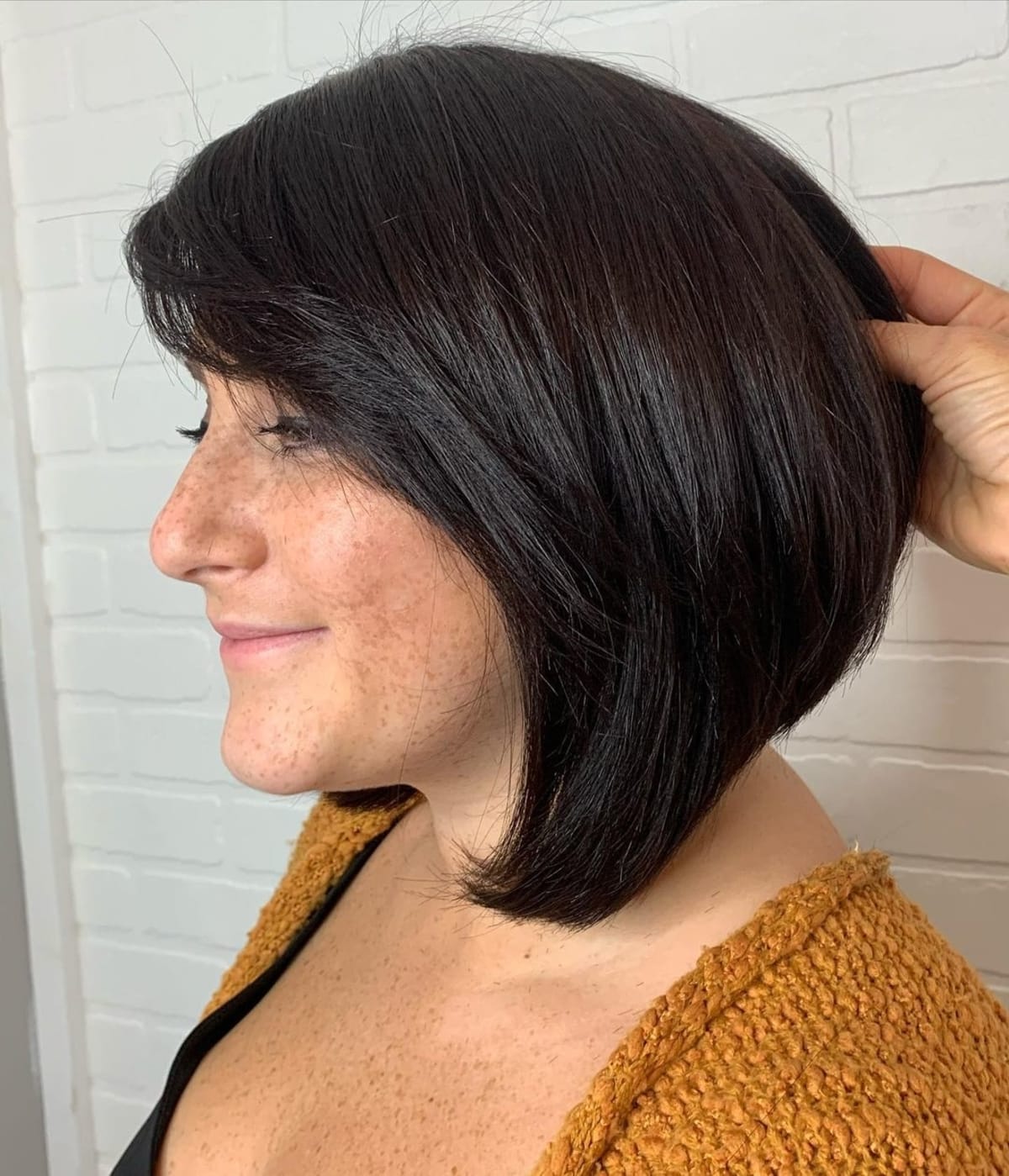 inverted bob with side swept bangs