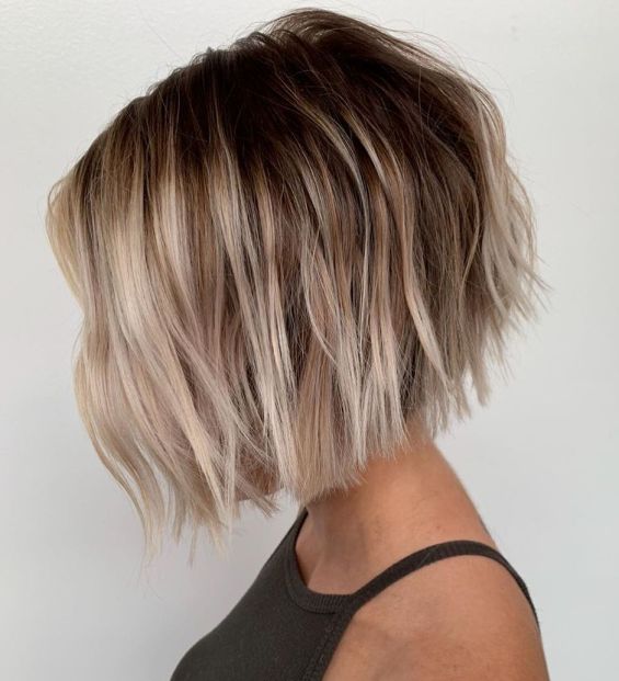 Layered Bob with Beachy Waves