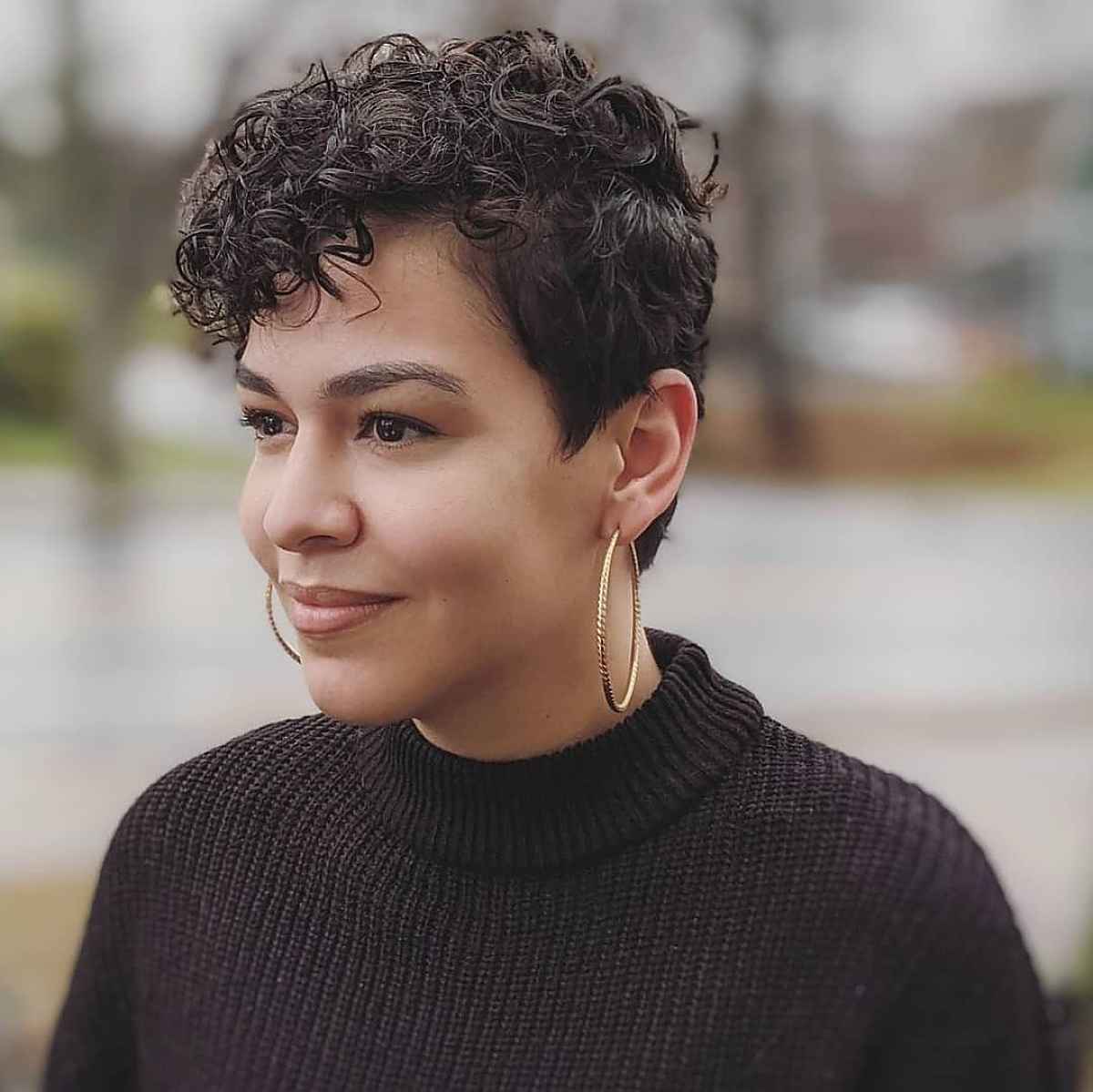 Layered Curly Pixie Cut
