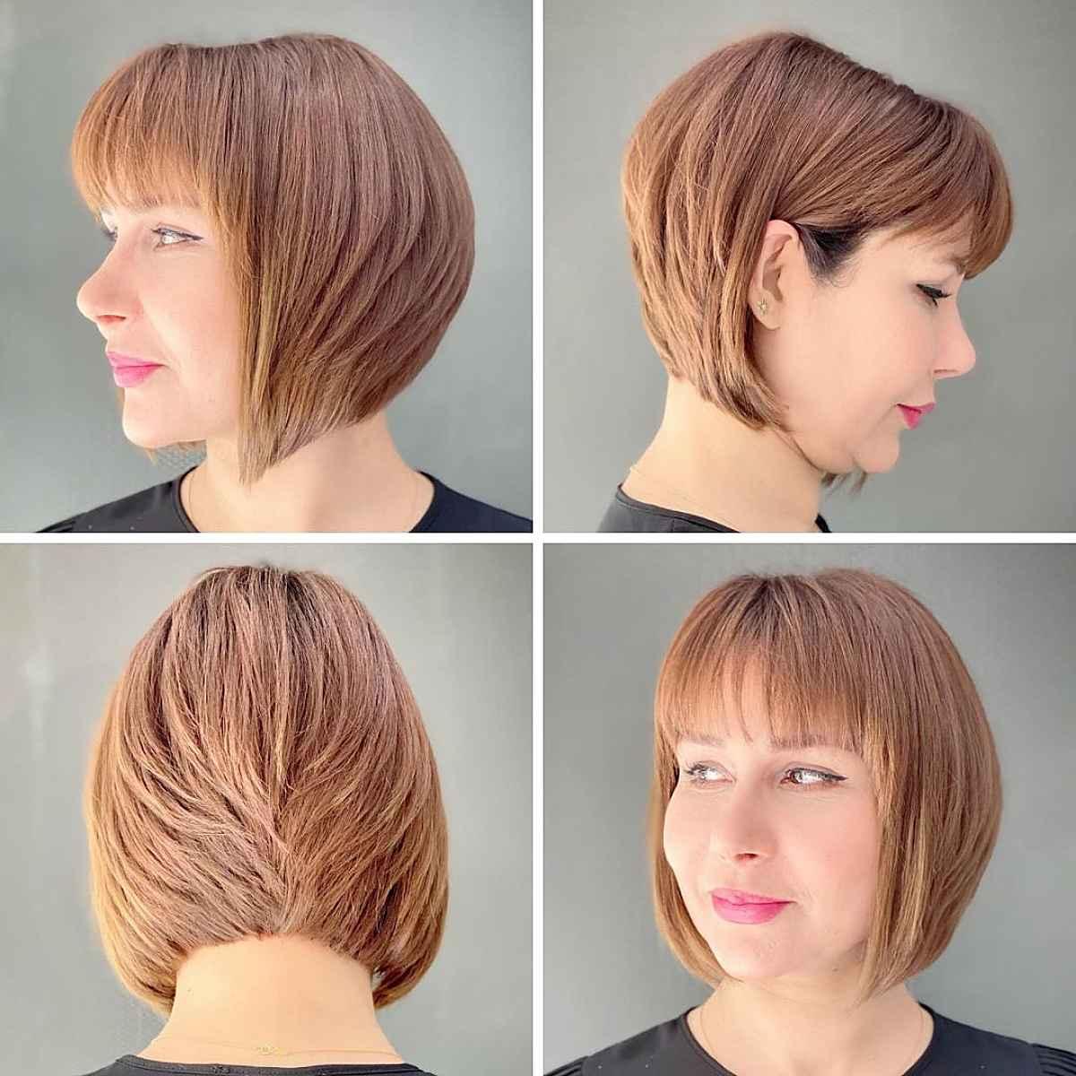 Layered Stacked Bob with Bangs