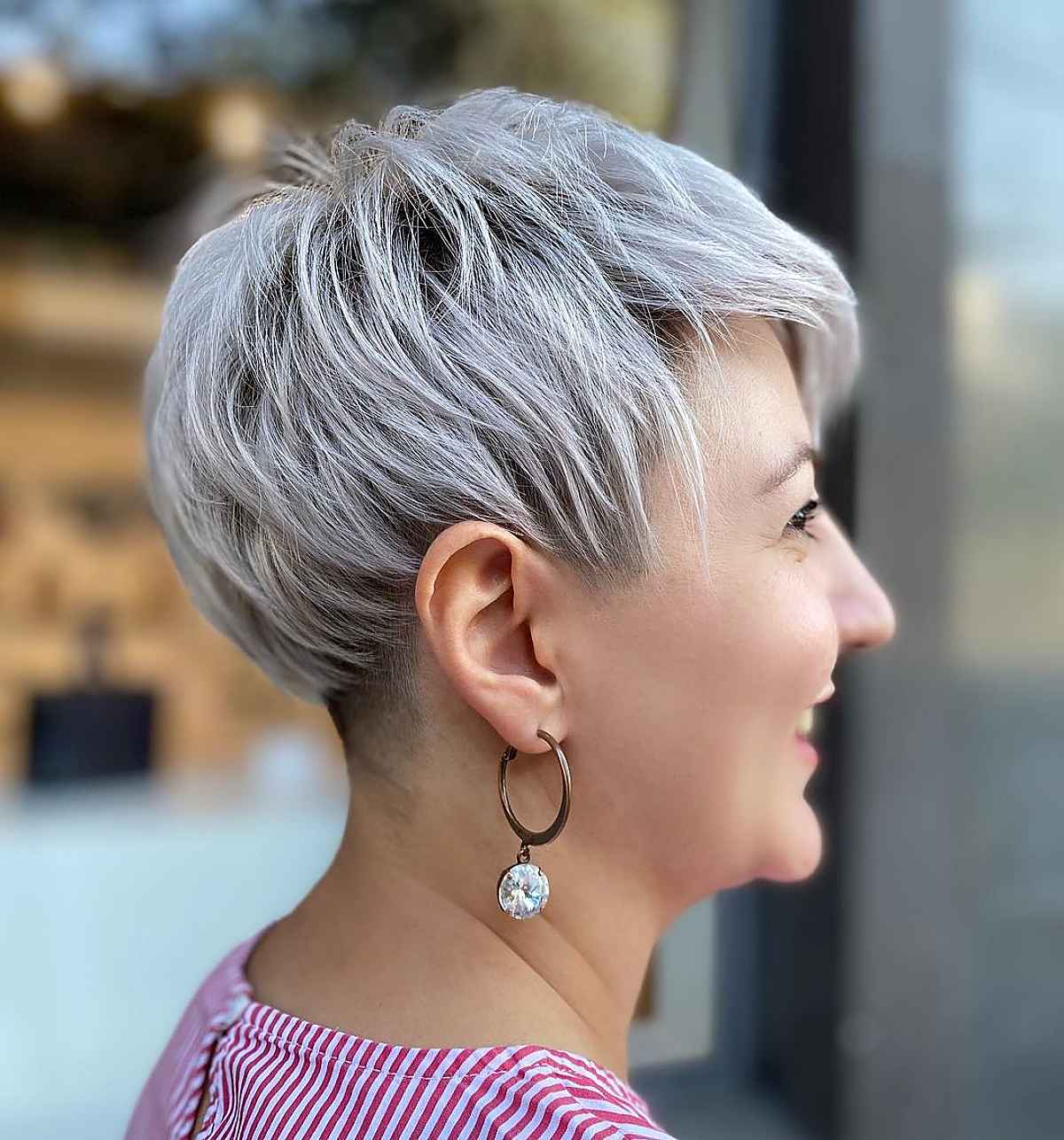 platinum blonde undercut pixie with bangs