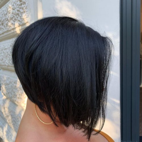 short a -line bob for black hair