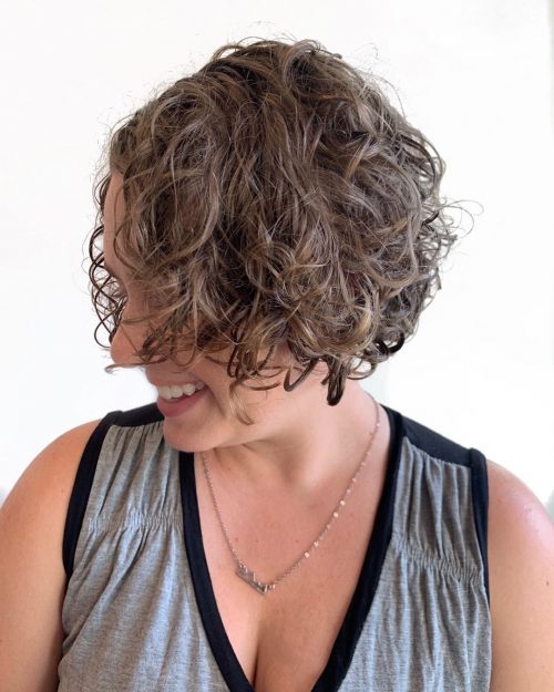 short curly a-line bob