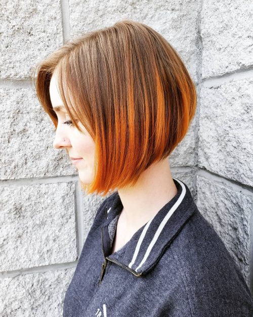 Short Ombre A-line Bob with Bangs