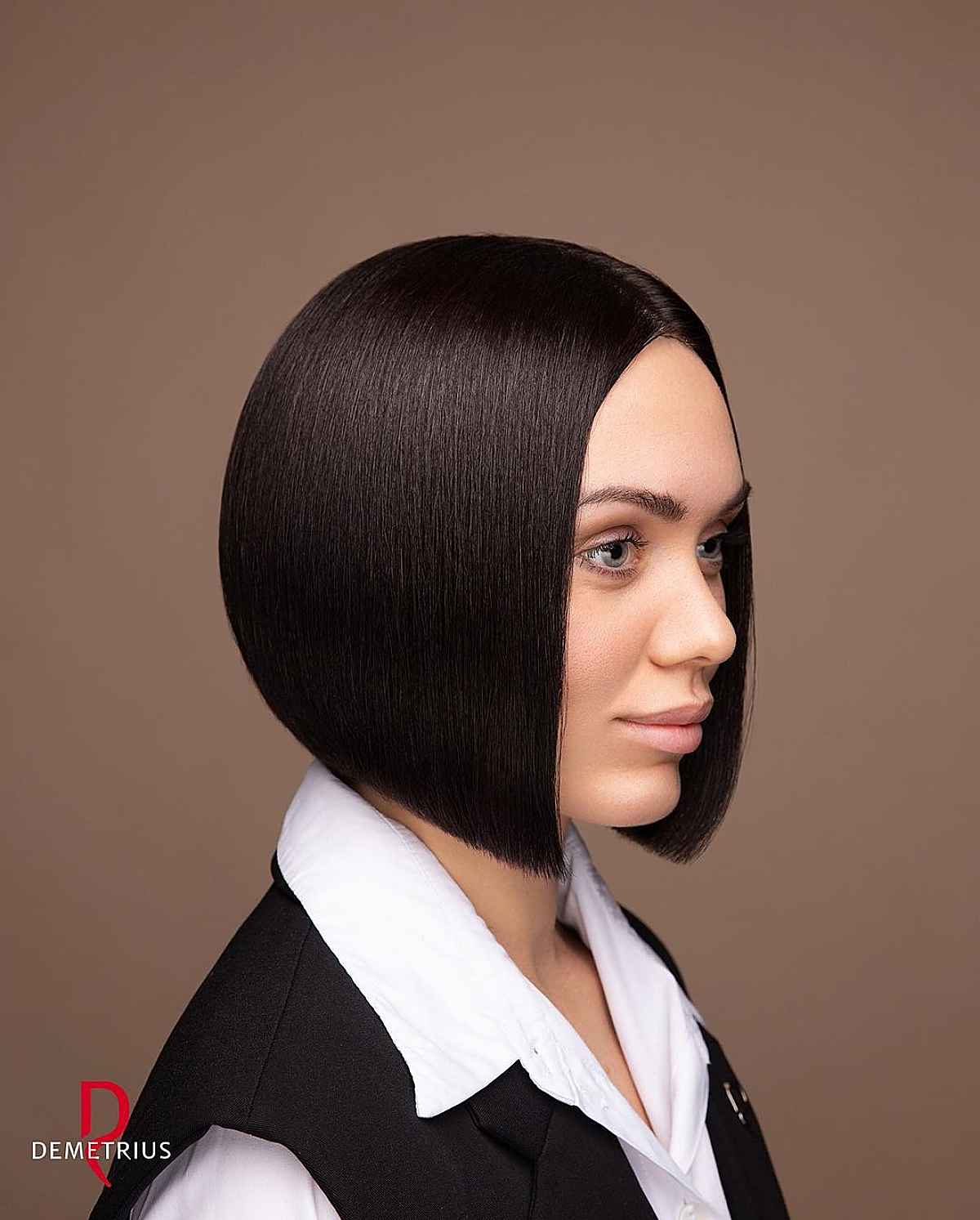 ultra sleek chin-length bob cut