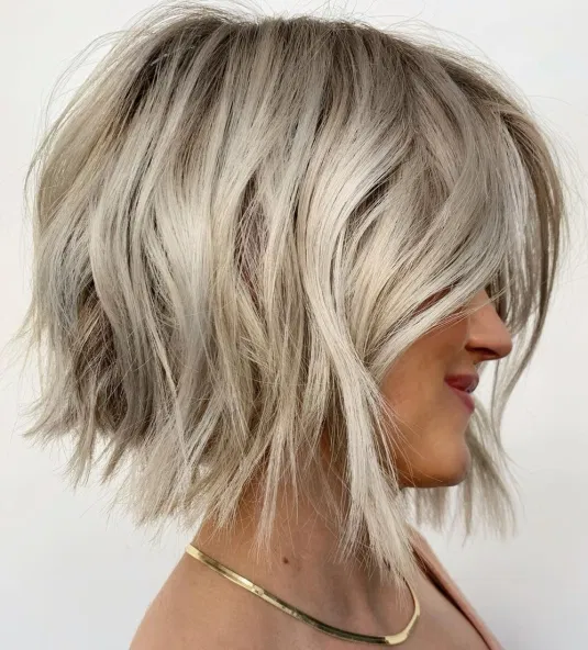 Tousled Platinum Bob