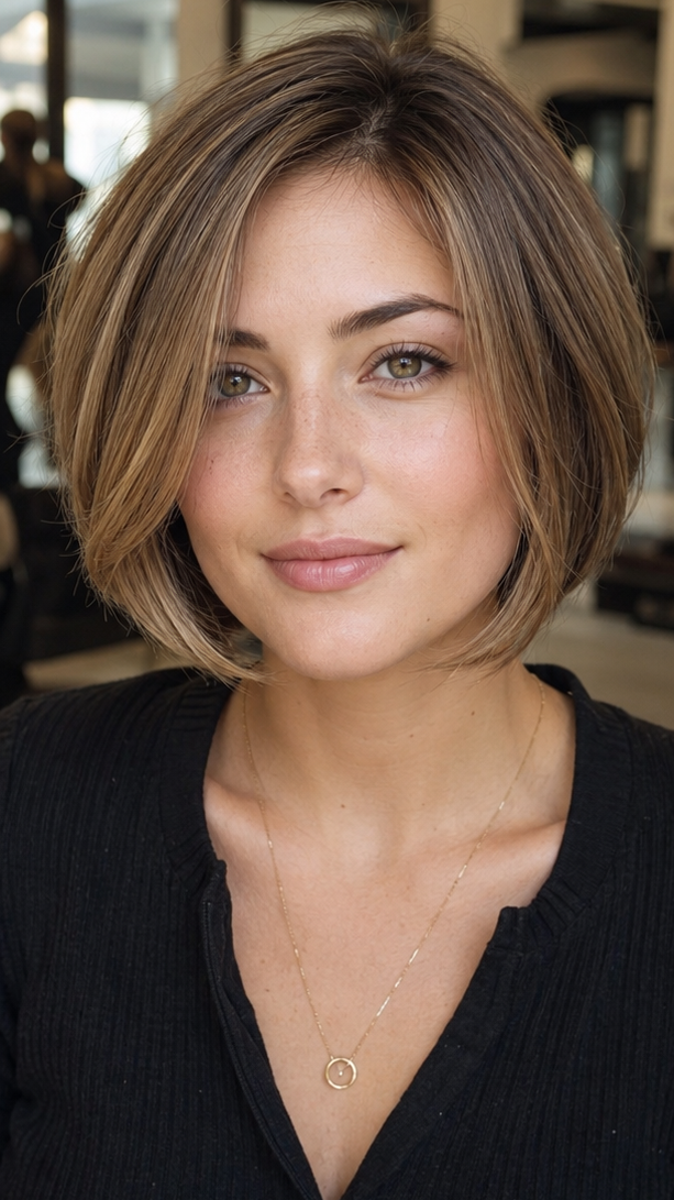42 Stylish and Sassy Bobs for Round Faces Soft Mocha Beige Hair