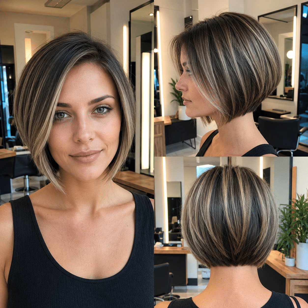 Smoky Beige Contour Bob Hair