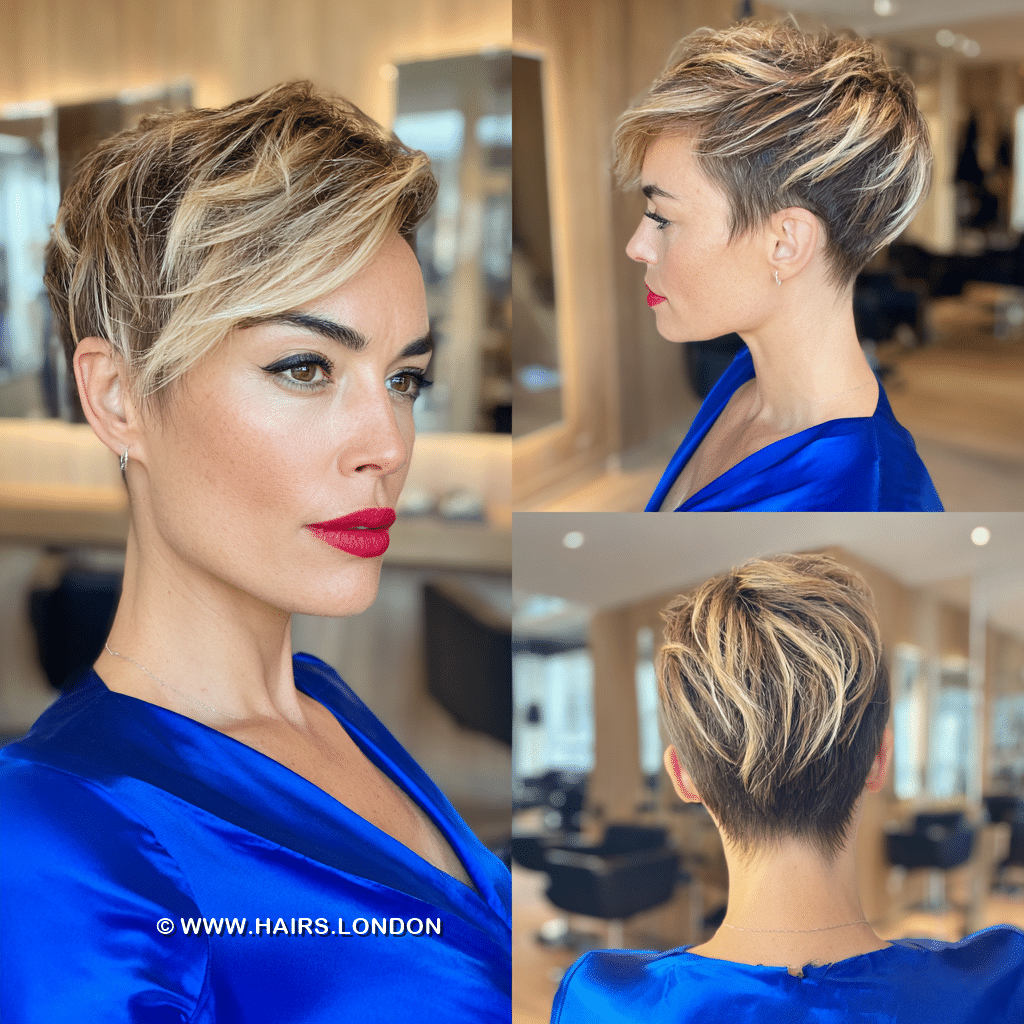 Dimensional Honey Blonde Pixie Hair