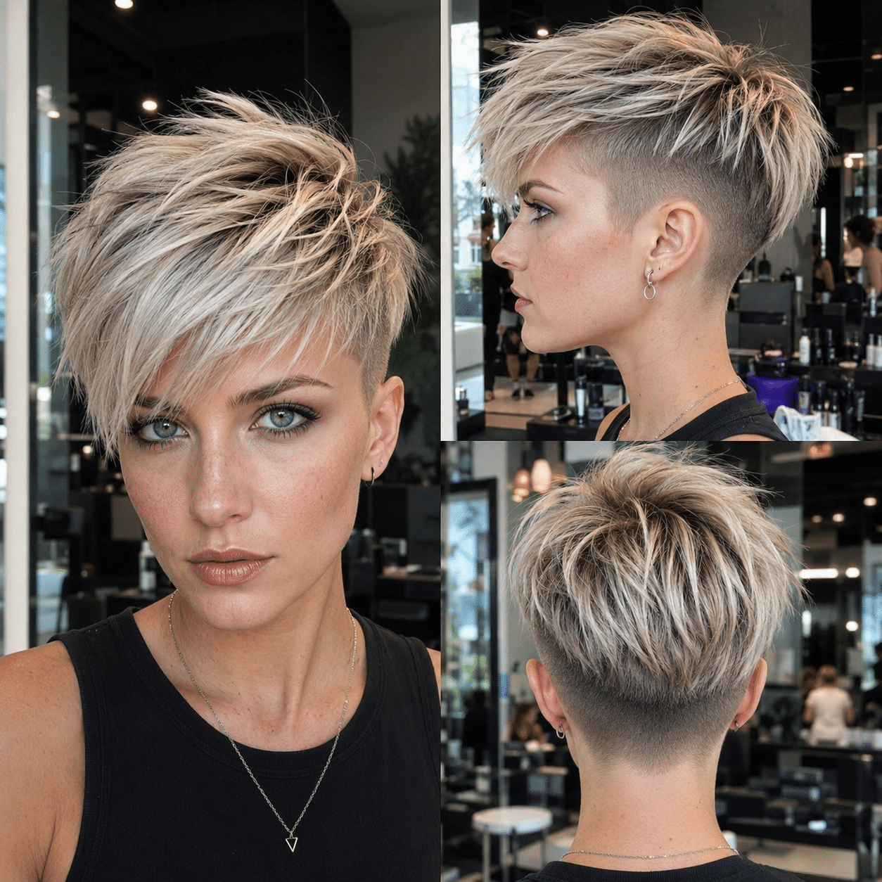 Vanilla Smoke Asymmetrical Pixie Hair