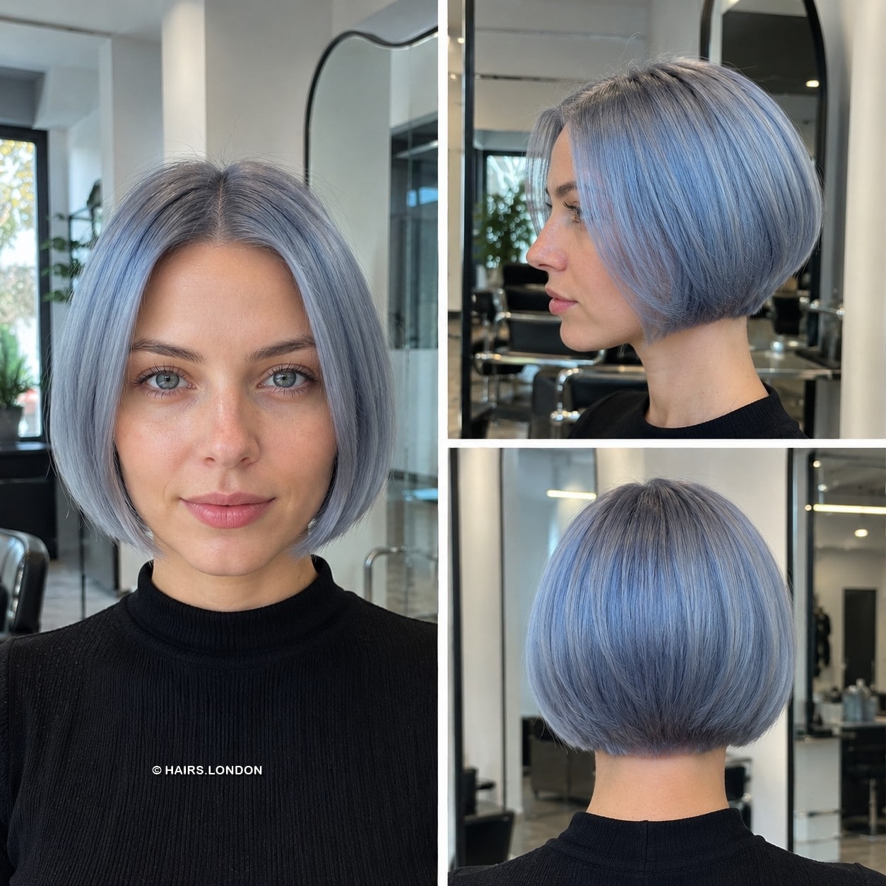 Icy Lavender Silver Bob Hair