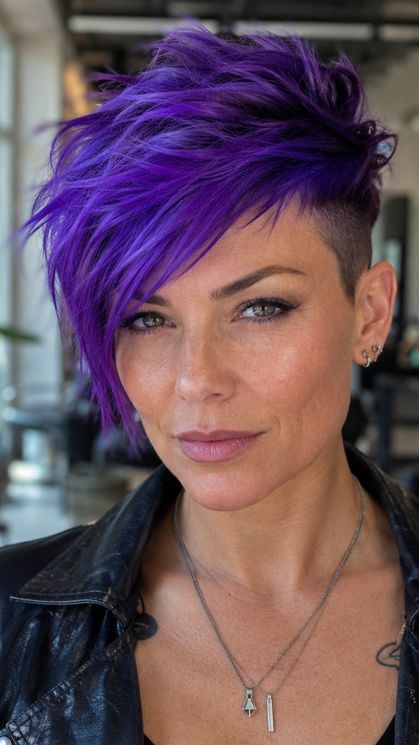 61 Bold and Gorgeous Asymmetrical Pixie Cuts Royal Violet Hair