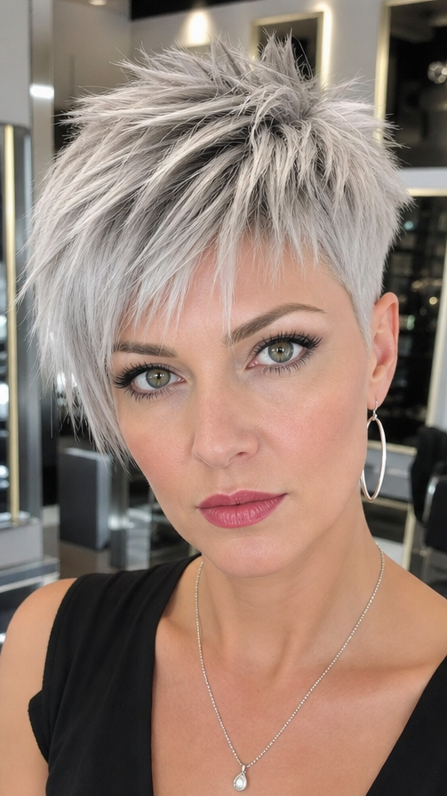 61 Bold and Gorgeous Asymmetrical Pixie Cuts Arctic Silver Frost Pixie Hair