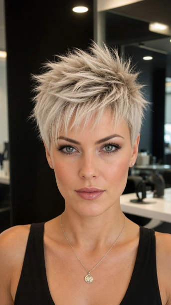 60 Pixie Cuts in Blonde, Red, Brown, Ombre, and Highlights Champagne Pearl Blonde Pixie Hair