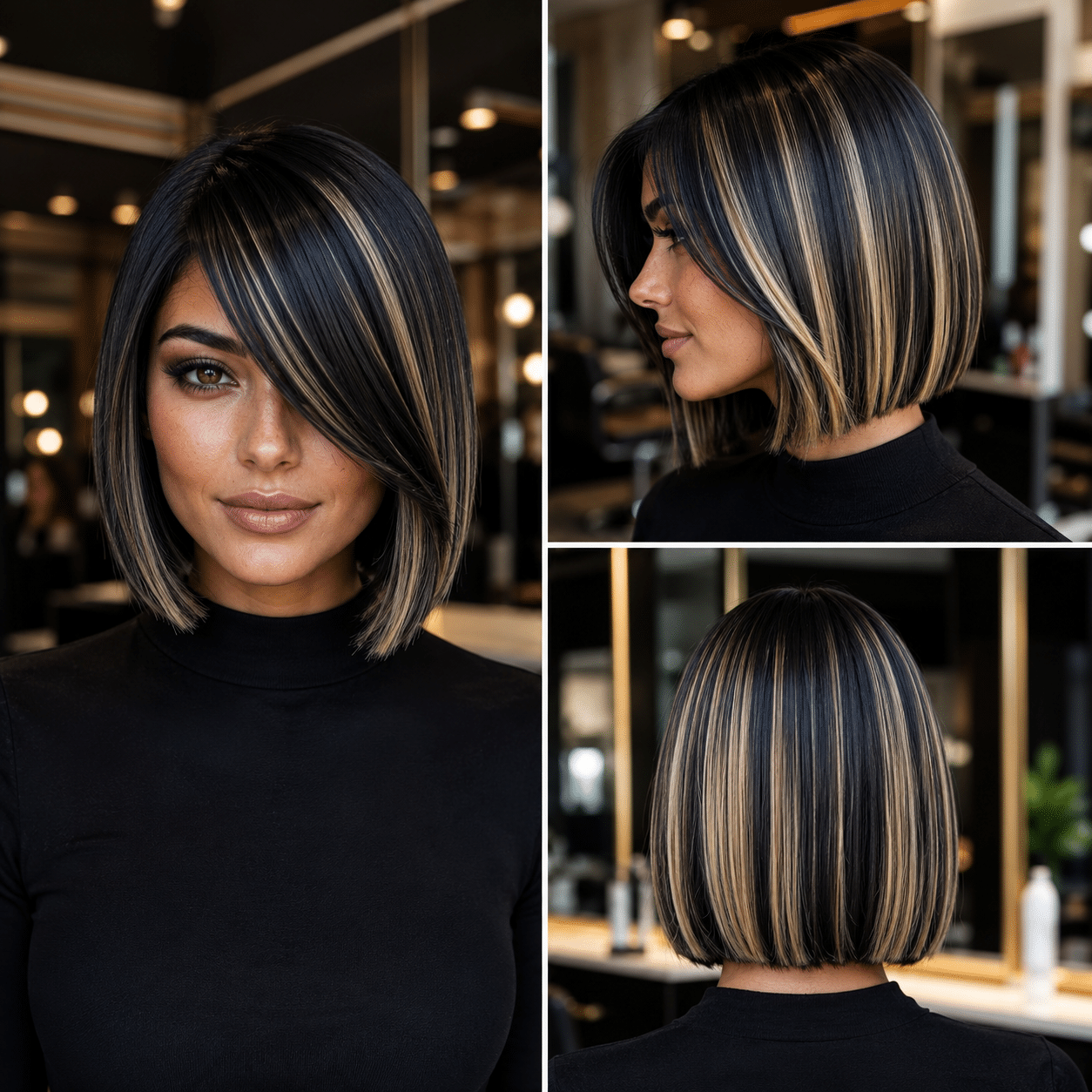 Espresso Blonde Ribbon Bob Hair