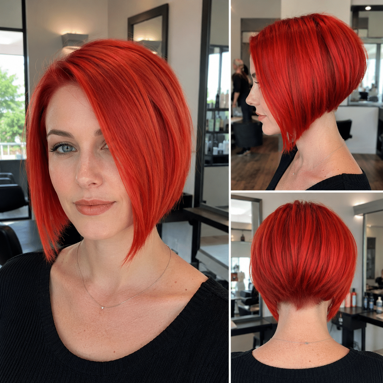 Fiery Tangerine Sleek Bob Hair