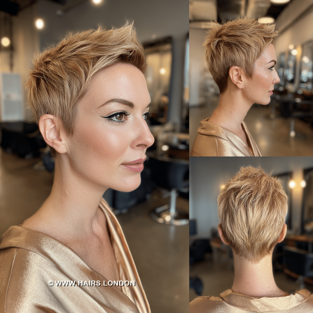 Golden Beige Blonde Pixie Hair